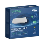 V-TAC CREE SMD süllyeszthető, műanyag IP20, négyzet LED panel 12W, CCT - SKU 104836