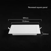 V-TAC CREE SMD süllyeszthető, műanyag IP20, négyzet LED panel 12W, CCT - SKU 104836