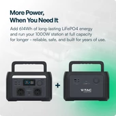 V-TAC hordozható áramfejlesztő, max. 300W terheléshez, Napelemes töltési lehetőséggel - SKU 11441