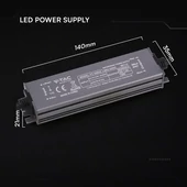 V-TAC IP67 slim fémházas LED tápegység 24V 36W 1.5A - SKU 24243
