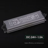 V-TAC IP67 slim fémházas LED tápegység 24V 36W 1.5A - SKU 24243