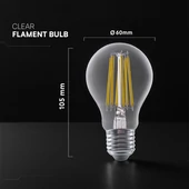 V-TAC 12W E27 meleg fehér filament A60 LED égő, 3 db/csomag - SKU 2174581