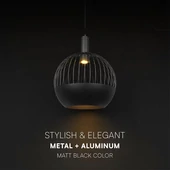 V-TAC gömb alakú dekoratív alumínium és fém csillár, GU10 foglalattal, fekete - SKU 24118