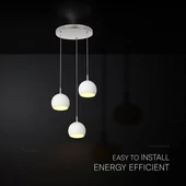 V-TAC mennyezeti dekoratív kerek 3x10W LED lámpatest, kerámia és fém, meleg fehér, fehér - SKU 24129