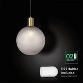 V-TAC dekoratív galvanizált bronz és homokszürke üveg csillár, E27 foglalattal  - SKU 24133