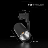 V-TAC CREE COB LED sínes spotlámpa állítható 20W, 20° szögű, hideg fehér - SKU 241566