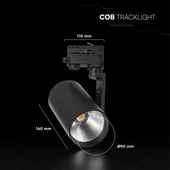 V-TAC CREE COB LED sínes spotlámpa állítható 35W, 25° szögű, hideg fehér - SKU 241596
