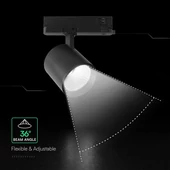 V-TAC CREE COB LED sínes spotlámpa állítható 30W, 36° szögű, hideg fehér - SKU 241626