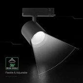 V-TAC CREE COB LED sínes spotlámpa állítható 36W, 36° szögű, hideg fehér - SKU 241656