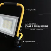 100W LED Floodlight SMD SAMSUNG CHIP G2 Black Body 4000K Hand Stand 3m Wire EU Plug