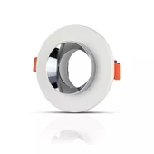 V-TAC GU10 LED spotlámpa keret, fehér+króm fix lámpatest - SKU 3127
