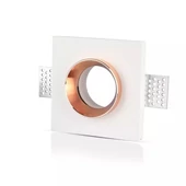 V-TAC GU10 LED spotlámpa keret, fehér+rózsaarany fix lámpatest - SKU 3150