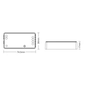 MiLight 3in1 zónázható rádiófrekvenciás vezérlő, 5 csatornás, RGB, RGB+W és RGB+CCT - FUT037S+