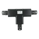 V-TAC T alakú tracklight sín csatlakozó, fekete - SKU 3524