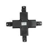 V-TAC X alakú tracklight sín csatlakozó, fekete - SKU 3526