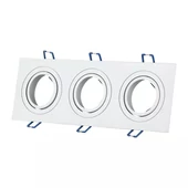V-TAC GU10 LED 3 foglalatos spotlámpa keret, fehér billenthető lámpatest - SKU 3609