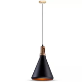 Modern Pendant Light Wooden Top Black Color