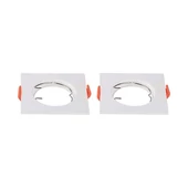 V-TAC GU10 LED műanyag spotlámpa keret, fehér szögletes fix lámpatest, 2 db/csomag - SKU 6642