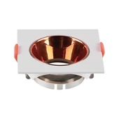 V-TAC GU10 LED műanyag spotlámpa keret, fehér& rózsaarany billenthető szögletes lámpatest - SKU 6655