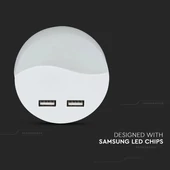 LED Night Light With USB Round 3000K