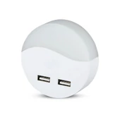 LED Night Light With USB Round 3000K