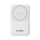 V-TAC 10000mAh powerbank, MagSafe vezeték nélküli töltéssel, fehér - SKU 23039