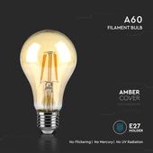 V-TAC 10W borostyán E27 filament A60 LED égő, 2200K, 95 Lm/W - SKU 217157