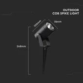 V-TAC 10W COB LED alumínium leszúrható lámpa, fekete házzal, meleg fehér - SKU 24004