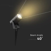 V-TAC 10W COB LED alumínium leszúrható lámpa, fekete házzal, meleg fehér - SKU 24004