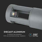 V-TAC 10W kültéri COB LED lámpa oszlop 25 cm, meleg fehér, szürke házzal, 100 Lm/W - SKU 128319