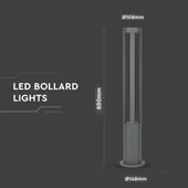 V-TAC 10W kültéri LED lámpa oszlop 80 cm, hideg fehér, szürke házzal - SKU 8330