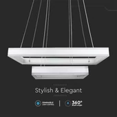 113W LED Dimmable Soft Light Chandelier, 3000K, Square White body