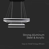 113W LED Dimmable Soft Light Chandelier, 3000K, Square Black body