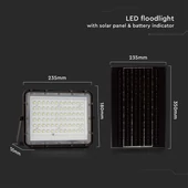 V-TAC 12000mAh napelemes LED reflektor 15W hideg fehér, 1200 Lumen, fekete házzal - SKU 7825