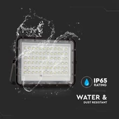 V-TAC 12000mAh napelemes LED reflektor 15W hideg fehér, 1200 Lumen, fekete házzal - SKU 7825
