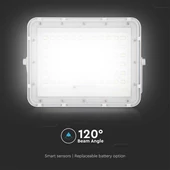 V-TAC 12000mAh napelemes LED reflektor 15W természetes fehér, 1200 Lumen, fehér házzal - SKU 7844
