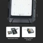 V-TAC 12000mAh napelemes LED reflektor, természetes fehér, 1800 Lumen - SKU 23439