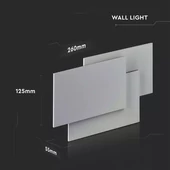 V-TAC 12W beltéri szürke fali LED lámpa természetes fehér - SKU 8207