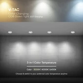 V-TAC COB LED 12W CCT méhsejt diffúzoros mélysugárzó, fehér, BridgeLUX chipes - SKU 23672
