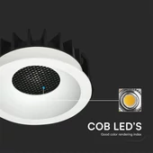 V-TAC COB LED 12W CCT méhsejt diffúzoros mélysugárzó, fehér, BridgeLUX chipes - SKU 23672