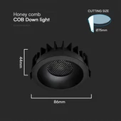 V-TAC COB LED 12W CCT méhsejt diffúzoros mélysugárzó, fekete, BridgeLUX chipes - SKU 23671