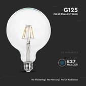 V-TAC 12W E27 hideg fehér filament G125 LED égő, 125 Lm/W - SKU 217455