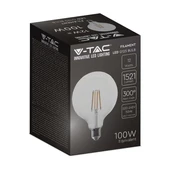 V-TAC 12W E27 természetes fehér filament G125 LED égő, 125 Lm/W - SKU 217454