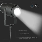 V-TAC 12W, fekete, földbe szúrható talajlámpa, IP65, meleg fehér - SKU 217544