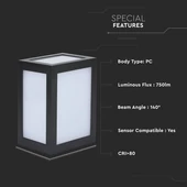 12W LED Wall Light Black Body 3000K