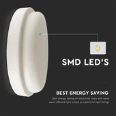 V-TAC 12W LED mennyezeti lámpa, IP54, fehér házas, meleg fehér - SKU 10195