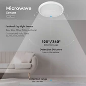 V-TAC 12W mennyezeti LED lámpa, mozgásérzékelővel, IP54, meleg fehér - SKU 937