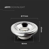 V-TAC 15W AR111 G53 LED égő hideg fehér 40° - SKU 4255