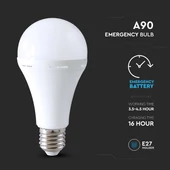 V-TAC 15W E27 természetes fehér A90 LED égő, akkumulátorral - SKU 7795