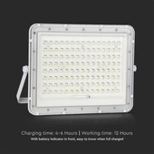 V-TAC 16000mAh napelemes LED reflektor 20W hideg fehér, 1800 Lumen, fehér házzal - SKU 7845
